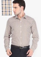 Black Coffee Checks Beige Formal Shirt