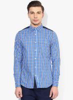 Blue Saint Blue Checked Slim Fit Casual Shirt