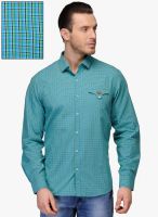 Canary London Green Checked Slim Fit Casual Shirt
