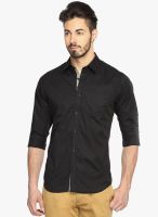 DERBY JEANS COMMUNITY Black Solid Slim Fit Casual Shirt