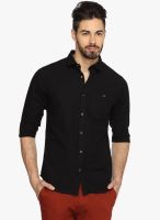 DERBY JEANS COMMUNITY Black Solid Slim Fit Casual Shirt