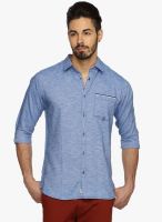 DERBY JEANS COMMUNITY Blue Solid Slim Fit Casual Shirt