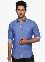 DERBY JEANS COMMUNITY Blue Solid Slim Fit Casual Shirt