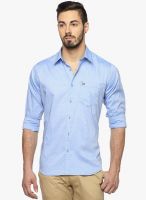 DERBY JEANS COMMUNITY Blue Solid Slim Fit Casual Shirt