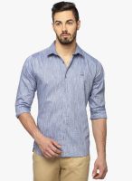 DERBY JEANS COMMUNITY Blue Solid Slim Fit Casual Shirt