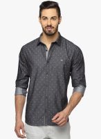 DERBY JEANS COMMUNITY Grey Printed Slim Fit Casual Shirt