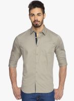 DERBY JEANS COMMUNITY Grey Solid Slim Fit Casual Shirt