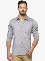 DERBY JEANS COMMUNITY Grey Solid Slim Fit Casual Shirt