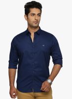 DERBY JEANS COMMUNITY Navy Blue Solid Slim Fit Casual Shirt