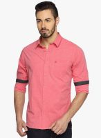 DERBY JEANS COMMUNITY Pink Solid Slim Fit Casual Shirt