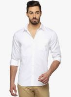 DERBY JEANS COMMUNITY White Solid Regular Fit Casual Shirt