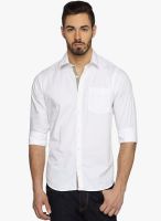 DERBY JEANS COMMUNITY White Solid Slim Fit Casual Shirt