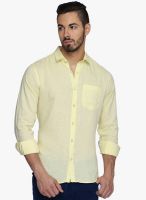 DERBY JEANS COMMUNITY Yellow Solid Slim Fit Casual Shirt