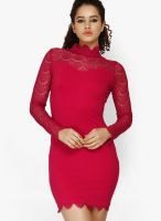 Faballey Pink Colored Solid Bodycon Dress