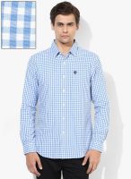 Giordano Blue Checked Slim Fit Casual Shirt