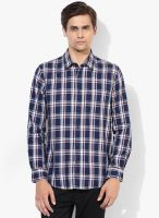 Giordano Navy Blue Checked Slim Fit Casual Shirt