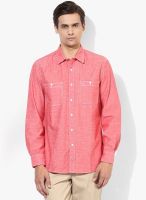 Giordano Red Solid Slim Fit Casual Shirt