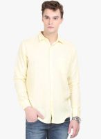 HW Yellow Solid Regular Fit Casual Shirt