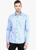 Invern by Monteil Blue Checked Slim Fit Casual Shirt
