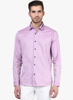 Invern by Monteil Purple Checked Slim Fit Casual Shirt