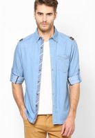 Jogur Light Blue Solid Slim Fit Casual Shirt