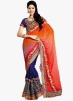 Kalista Fashions Orange Embroidered Saree
