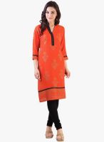 Libas Orange Embellished Kurta