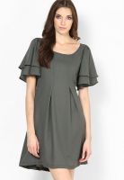 Meira Olive Colored Solid Shift Dress