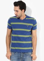 Monteil & Munero Blue Striped V Neck T-Shirt