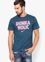 Nike Dunkaholic Core Verbiage Blue Round Neck T-Shirt