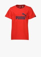 Puma Ess Large Logo Red Round Neck T-Shirt