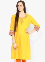 Rangriti Yellow Printed Kurta