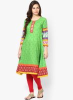 Span Green Printed Kurta