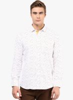 The Vanca White Printed Regular Fit Casual Shirt