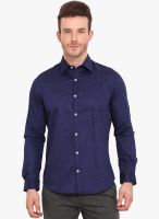 Western Vivid Navy Blue Solid Regular Fit Casual Shirt