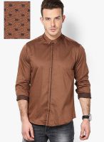 Wills Lifestyle Brown Casual Shirt