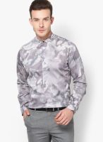 Wills Lifestyle Grey Printed Club Wear Shirt