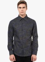 Yellow Submarine Grey Printed Regular Fit Casual Shirt