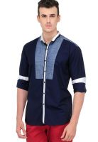 Yepme Navy Blue Solid Casual Shirt