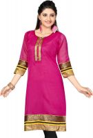 Amba Kurtis Wedding Solid Women's Kurti(Pink)