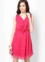 Besiva Pink Colored Solid Shift Dress