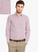 Black Coffee Red Striped Slim Fit Formal Shirt