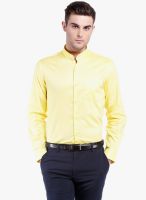 Black Coffee Yellow Solid Slim Fit Formal Shirt