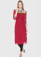 Folklore Maroon Solid Kurta