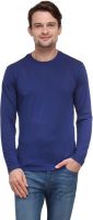 Global Nomad Solid Men's Round Neck Blue T-Shirt