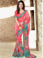 Inddus Pink Printed Saree