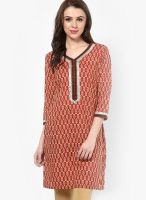 Jaipur Kurti Red Printed Kurta