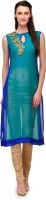 Just Wow Wedding, Party Polka Print Women's Kurti(Light Blue)