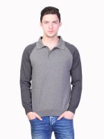 Kalt Solid Men's Polo Neck Grey T-Shirt
