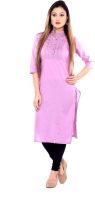 Kurtis By Menika Casual Solid Women's Kurti(Pink)